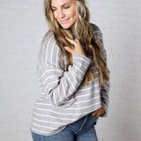 Noella Lighweight Striped Sweater - Grey