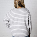 Noella Lighweight Striped Sweater - Grey
