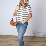 Backett Striped Boxy Short Sleeve Tee - White