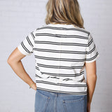Backett Striped Boxy Short Sleeve Tee - White