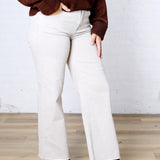 Vada Tummy Control Mid Rise Ankle Straight Denim - Almond