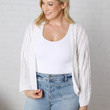 Jaida Light Weight Cable Knitted Cardigan - White