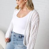 Jaida Light Weight Cable Knitted Cardigan - White
