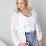 Jaida Light Weight Cable Knitted Cardigan - White