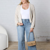 Jaida Light Weight Cable Knitted Cardigan - Stone