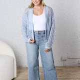 Kessia Crochet Fishnet Open Cardigan - Powder Blue