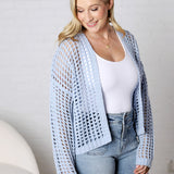 Kessia Crochet Fishnet Open Cardigan - Powder Blue