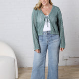 Lyrie Knitted Tie-Front Cardigan - Moss