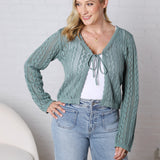 Lyrie Knitted Tie-Front Cardigan - Moss