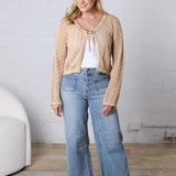 Lyrie Knitted Tie-Front Cardigan - Taupe