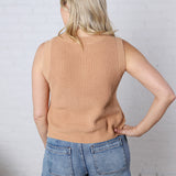 Oaklyn Flag Print Knitted Sleeveless Sweater - Taupe