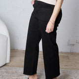 Solene Wide Leg Crop Denim - Black Beauty Wash