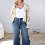 Kessia Crochet Fishnet Open Cardigan - Off White