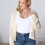 Kessia Crochet Fishnet Open Cardigan - Off White