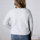 Brinlee Oversized Boy Cut Cable Knit Sweater - Heather Grey