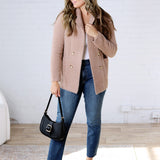 Thalia Fuzzy Double Buttons Coatigan - Mocha