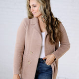 Thalia Fuzzy Double Buttons Coatigan - Mocha