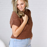 Cali Crochet Knit Sweater - Dark Brown