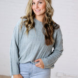 Brinlee Oversized Boy Cut Cable Knit Sweater - Blue