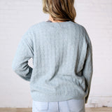 Brinlee Oversized Boy Cut Cable Knit Sweater - Blue