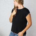 Ilaria Textured Stripe Knitted Sweater Top - Black/Oatmeal