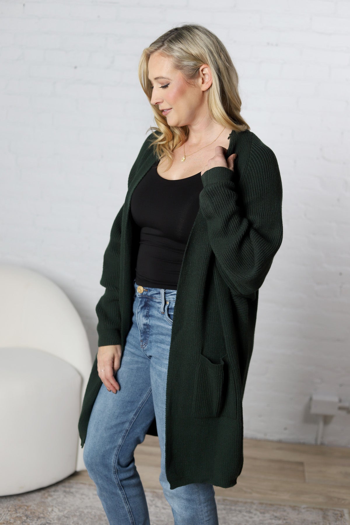 Imara Batwing Sleeve Cardigan - Hunter Green