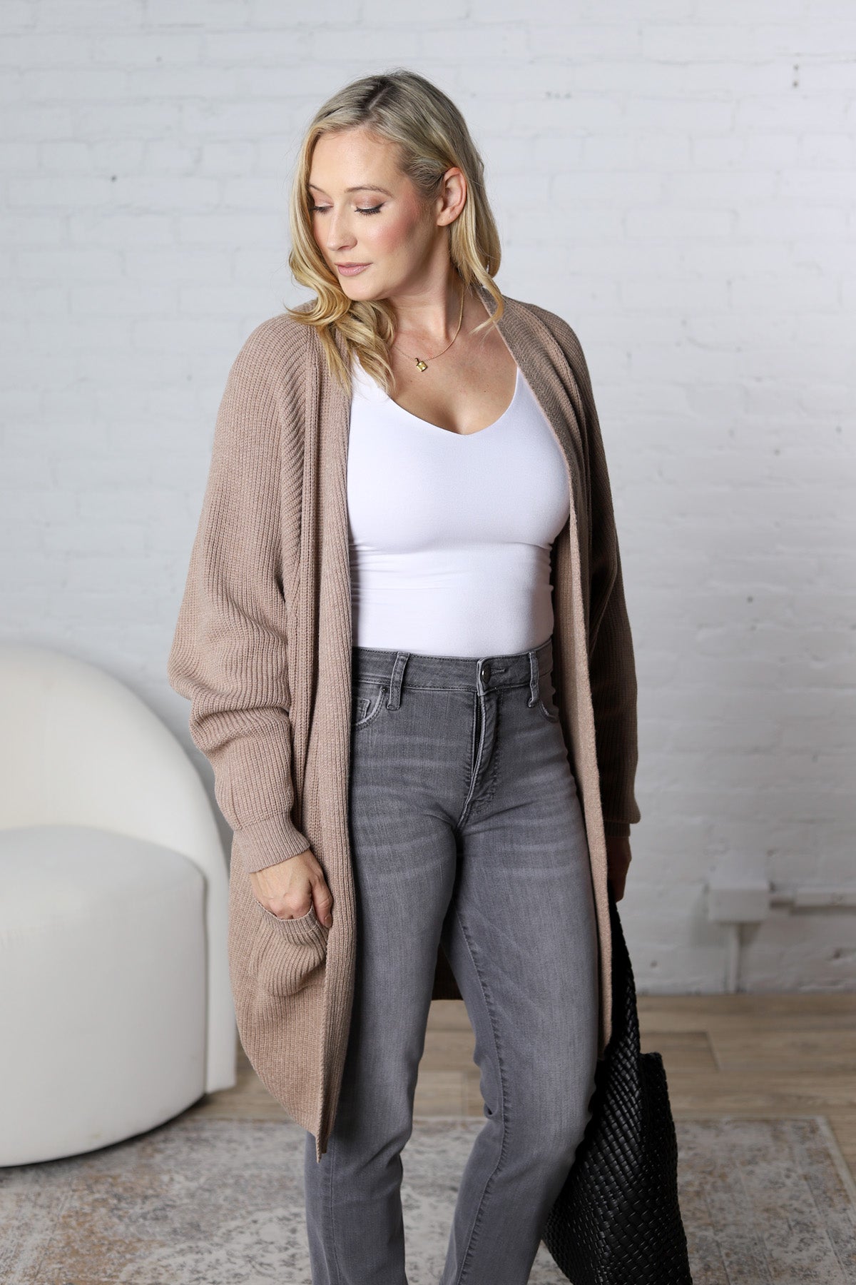 Imara Batwing Sleeve Cardigan - Taupe