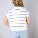 Imogen Stripe Dolman Knit Top - Sage Green