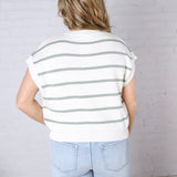 Imogen Stripe Dolman Knit Top - Sage Green