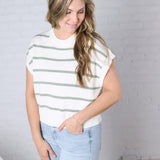 Imogen Stripe Dolman Knit Top - Sage Green