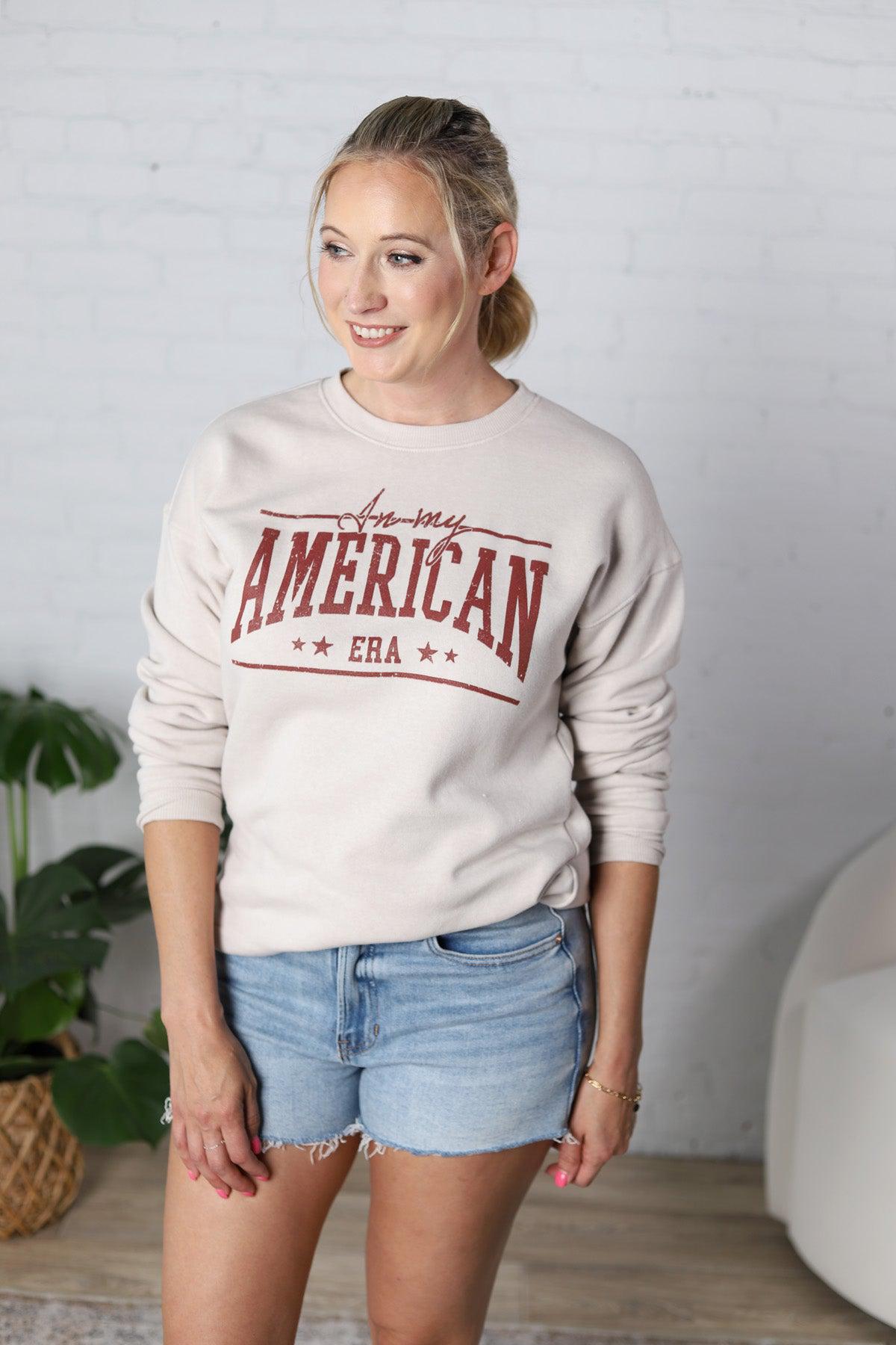In My American Era Graphic Sweatshirt - Dusty Heather