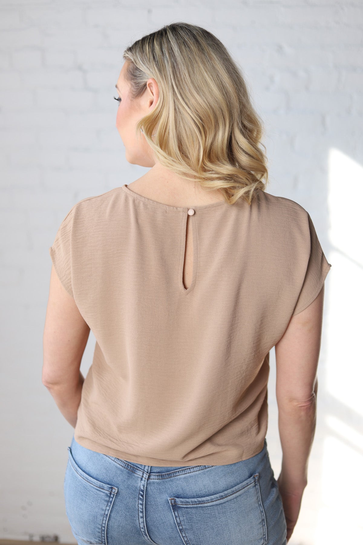 Indie Short Sleeve Blouse - Taupe