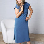 Inga T-Shirt Midi Dress - Dark Denim