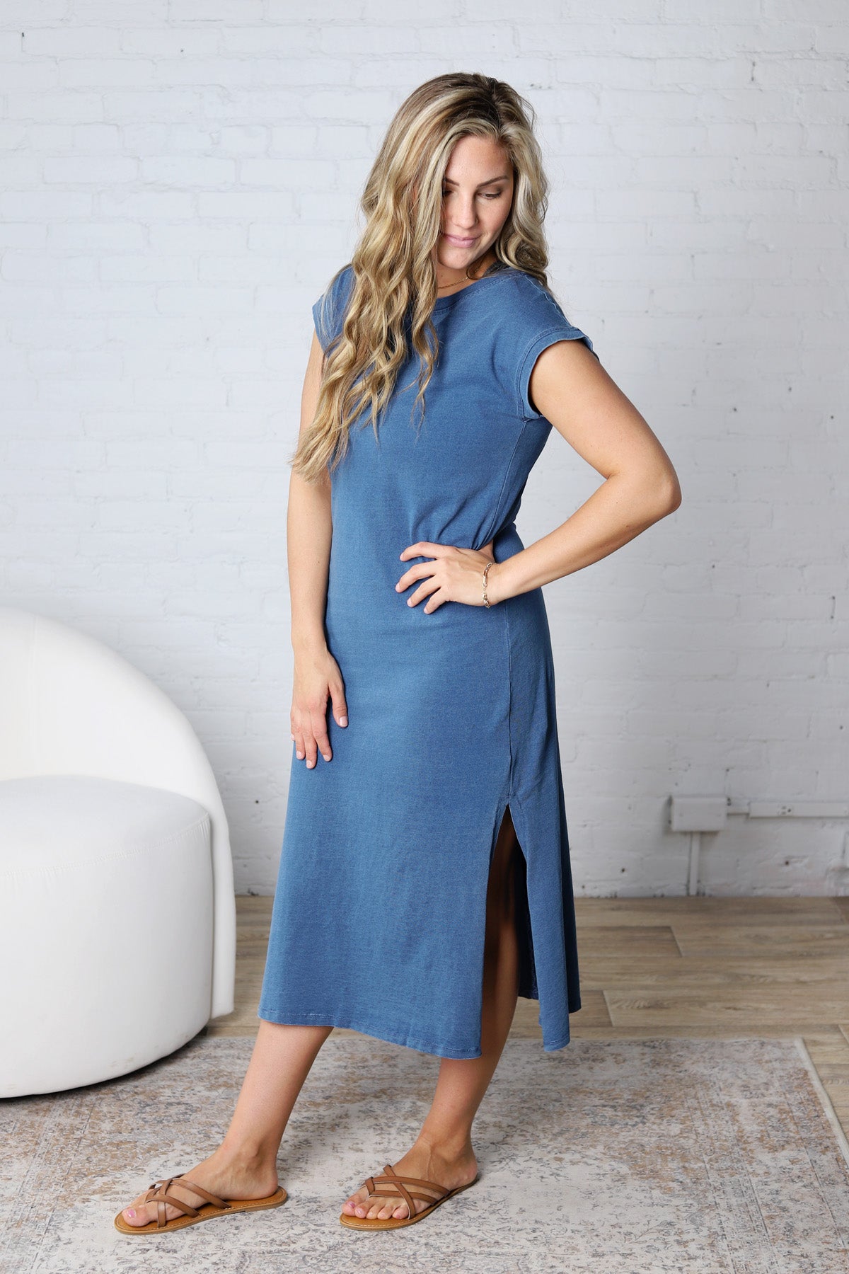Inga T-Shirt Midi Dress - Dark Denim