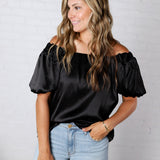 Irisa Square Neck Blouse - Black