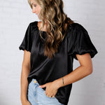 Irisa Square Neck Blouse - Black