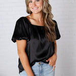 Irisa Square Neck Blouse - Black