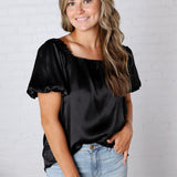 Irisa Square Neck Blouse - Black
