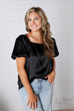 Irisa Square Neck Blouse - Black
