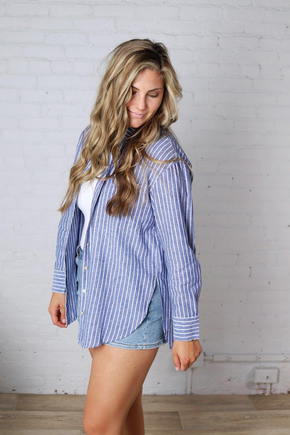 Isabelle Cotton Linen Blend Button Up Top