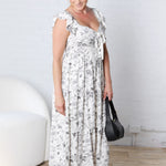 Isaline Floral Sweetheart Front Tie Midi Dress