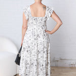 Isaline Floral Sweetheart Front Tie Midi Dress