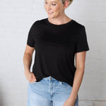 Isleen Viscose Modal Short Sleeve Top - Black