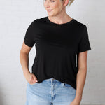Isleen Viscose Modal Short Sleeve Top - Black