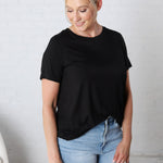 Isleen Viscose Modal Short Sleeve Top - Black