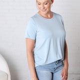 Isleen Viscose Modal Short Sleeve Top - Lt Blue