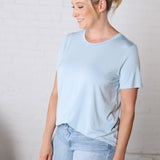 Isleen Viscose Modal Short Sleeve Top - Lt Blue