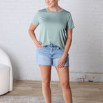 Isleen Viscose Modal Short Sleeve Top - Moss Green