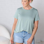 Isleen Viscose Modal Short Sleeve Top - Moss Green