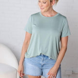 Isleen Viscose Modal Short Sleeve Top - Moss Green